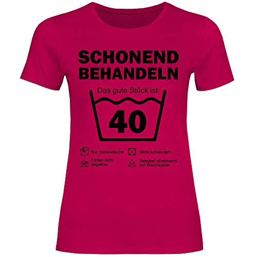 wowshirt Damen T-Shirt Schonend Behandeln Das Gute Stück Ist 40 Geschenk zum 40. Geburtstag 40 Jahre, Größe:M, Farbe:Sorbet von wowshirt