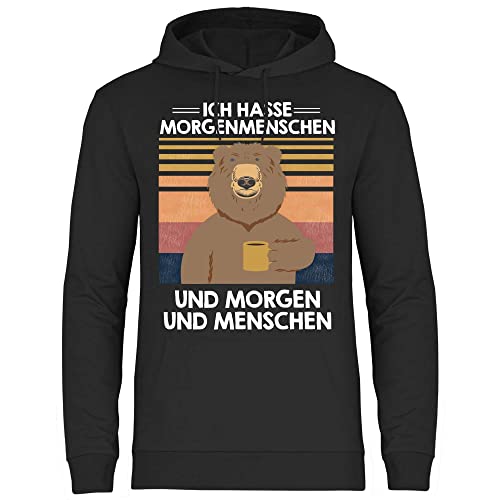 wowshirt Herren Hoodie Ich Hasse Morgenmenschen Morgen Menschen Kaffee Bär, Größe:5XL, Farbe:Black von wowshirt