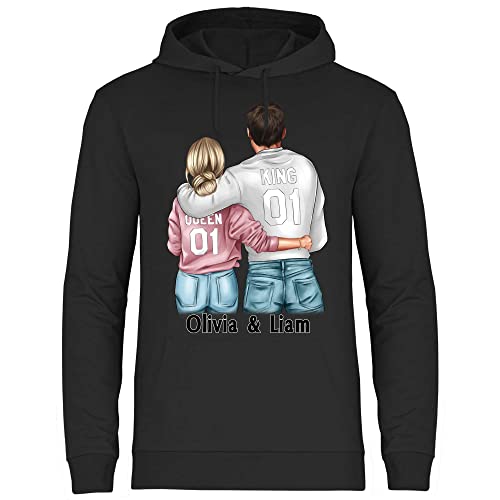 wowshirt Herren Hoodie Personalisiert mit Namen Jahrestag Hochzeitstag Geschenk für Pärchen Freund und Freundin Individuelle Pärchen Valentinstag, Größe:L, Farbe:Black von wowshirt