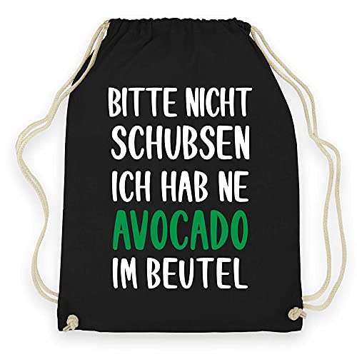 wowshirt Turnbeutel Bitte Nicht Schubsen ich Hab Avocado im Beutel Festival Party, Farbe:Black von wowshirt