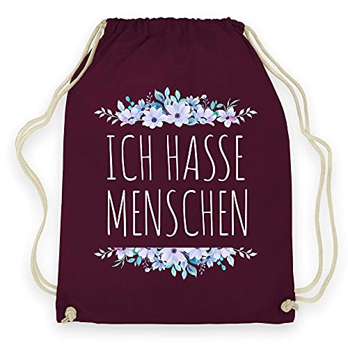 wowshirt Turnbeutel Ich Hasse Menschen Lustiger Spruch, Farbe:Burgundy von wowshirt