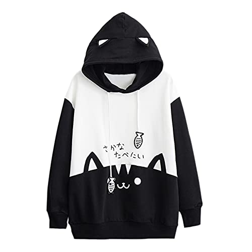 wuchun Frauen Bunny Ear Hoodie Schöne Fuzzy Fluffy Rabbit Sweatshirt Nette Langarm Oversize Pullover Tops Mäntel von wuchun