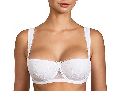 Balconett Halbschale Push up Bügel mit extra Kissen/Dirndl BH Weiss 70 75 80 85 90 95 100 A B C D E F Größe 85 F von wundershop