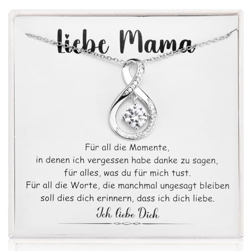 wynn's Kette Muttertagsgeschenke für Mama von Tochter Sohn, Mutter Tochter Geschenk Kette mit Infinity-Anhänger AAA Zirkonia Halskette für Muttertag Geburtstag Weihnachten mit Karte und Geschenkbox von wynn's