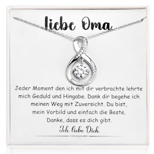 wynn's Kette Geschenke für Oma, Kette mit Infinity-Anhänger AAA Zirkonia, Halskette Großmutter Beste Oma Geschenke zum Geburtstag Geburtstagsgeschenk mit Karte und Geschenkbox von wynn's