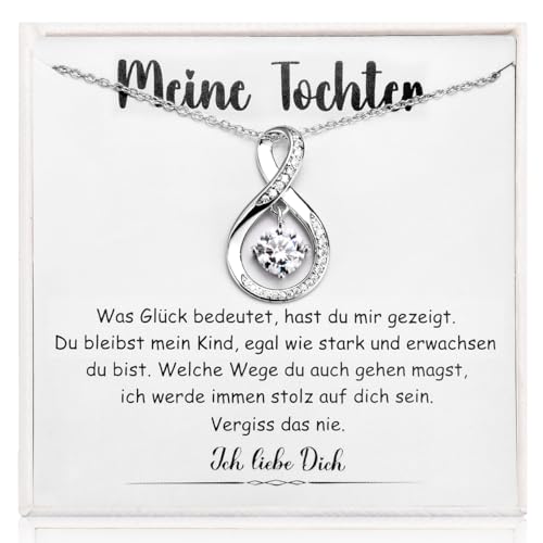 wynn's Kette Tochter Geschenke von Mama, An Meine Tochter Kette mit Infinity-Anhänger AAA Zirkonia Halskette für Muttertag Geburtstag Weihnachten mit Karte und Geschenkbox von wynn's