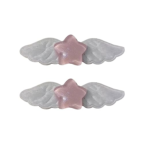 Haarspange mit Sternflügeln, modische Haarspangen, süßer Kopfschmuck, Haarschmuck für Damen und Mädchen, 2 Stück, Rosa, 2 Stück von xbiez