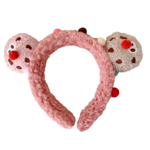 xbiez 3D-Plüsch-Keks-Puppen-Stirnband für Damen und Mädchen, flauschiges Haar-Accessoire, Cartoon-Haarreifen, Make-up-Kopfschmuck von xbiez