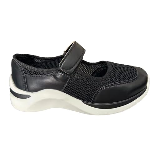 xiongwei Damen Outdoor Schuhe Damen-Frühling/Sommer-Einzelschuhe, dicke Sohle, atmungsaktiv, lässig, Mesh-Sandalen Schwarz Weiße Schuhe Damen Mit Absatz (Black, 35) von xiongwei