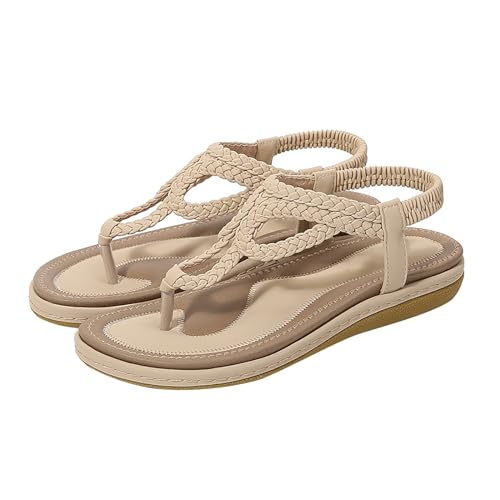 xiongwei Damen Outdoor Schuhe Große römische Strandsandalen für Damen im Frühling/Sommer Schuhe Damen Rom Blau (Beige, 37) von xiongwei