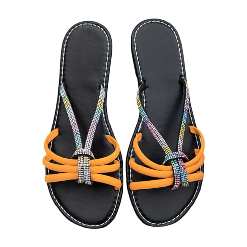 xiongwei Damen Schuhe Frühling Elegant Damen-Strandsandalen, hohle lässige Hausschuhe, flache Schuhe, Retro-Sandalen Angebot Damen Schuhe (Yellow, 38) von xiongwei