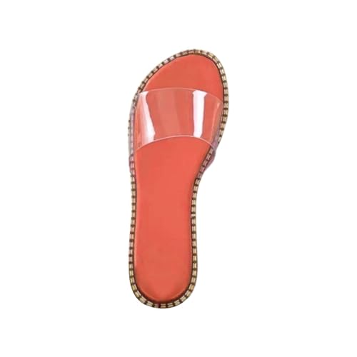 xiongwei Damenschuhe Damen Damen-Strandsandalen, hohle lässige Hausschuhe, flache Schuhe, Retro-Sandalen Damen Plateau Schuhe Strass Silber (Orange, 37) von xiongwei