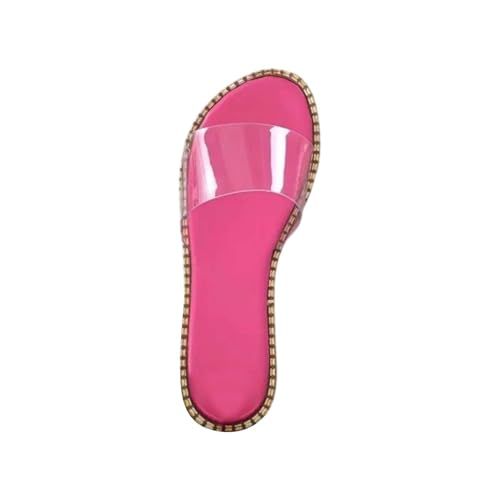 xiongwei Damenschuhe Damen Damen-Strandsandalen, hohle lässige Hausschuhe, flache Schuhe, Retro-Sandalen Damen Plateau Schuhe Strass Silber (Pink, 36) von xiongwei