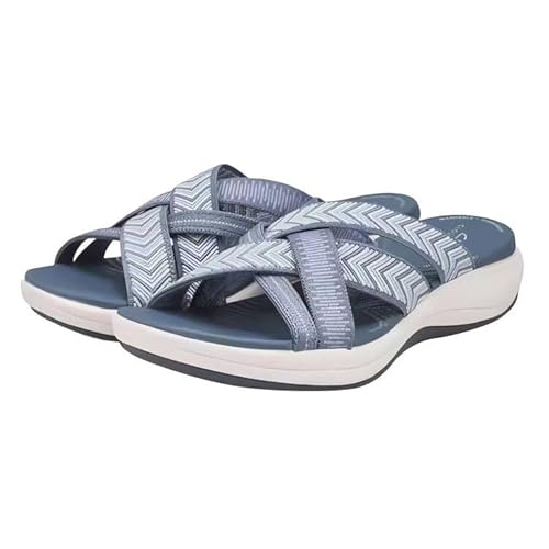 xiongwei Damenschuhe Schuhe Damen-Hausschuhe für Frühjahr/Sommer, große Größe, Dicke Sohle, Flacher Boden, farbige Riemen, Hausschuhe S Schuhe Damen Sneaker (Blue, 38) von xiongwei