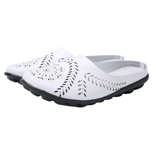 xiongwei Damenschuhe Schwarz Elegant Keilabsatz Lässige, voll Hohle Hausschuhe, Damen-Hausschuhe, Damen-Freizeitschuhe Schuhe Damen Schwarz Lack (White, 37) von xiongwei