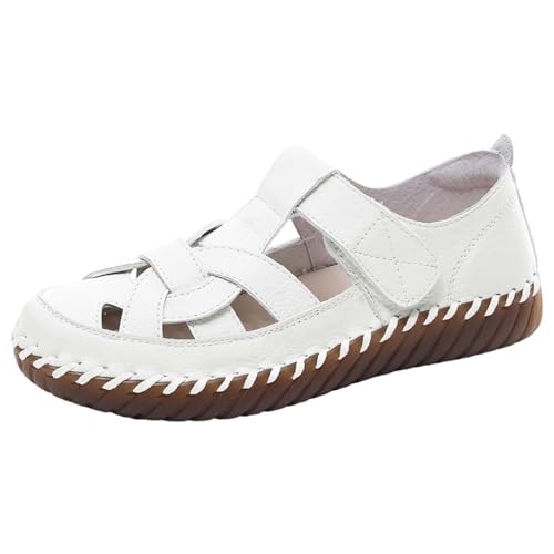 xiongwei Damenschuhe Schwarz Flach Elegant Sommermode Sandalen runden Damenschuhe bequeme Freizeitschuhe Schuhe Damen Wechselfußbett Blau (White, 38) von xiongwei