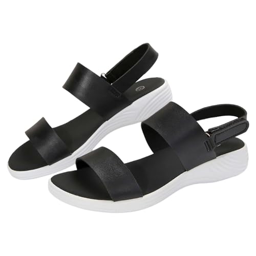 xiongwei Damenschuhe Sneaker Schwarz Casual Einfarbig Runde Kuchen Dicken Boden Weibliche Sandalen Schnalle Mund Weibliche Sandalen Römische Schuhe Sommer sandalen Extra Weite Schuhe Damen (Black, 41) von xiongwei