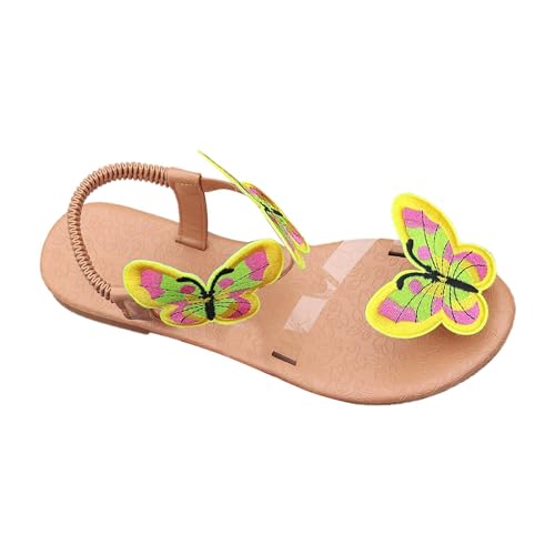 xiongwei Damenschuhe Sommerschuhe 40 Damen-Strandsandalen, hohle lässige Hausschuhe, flache Schuhe, Retro-Sandalen Damen Schuhe Für Einlagen (Yellow, 43) von xiongwei