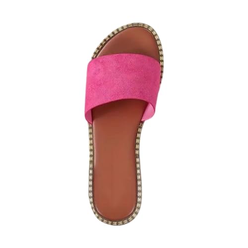 xiongwei Offene Schuhe Damen Sommer Damen-Strandsandalen, hohle lässige Hausschuhe, flache Schuhe, Retro-Sandalen Damen Schuhe Find (Hot Pink, 40) von xiongwei