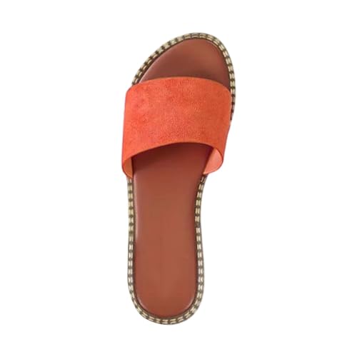 xiongwei Offene Schuhe Damen Sommer Damen-Strandsandalen, hohle lässige Hausschuhe, flache Schuhe, Retro-Sandalen Damen Schuhe Find (Orange, 43) von xiongwei