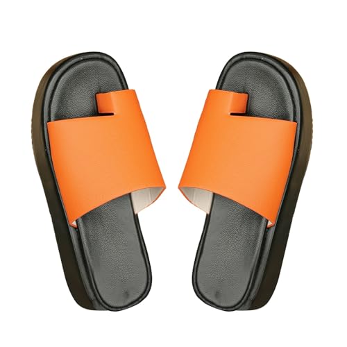 xiongwei Schuhe Damen Klein Damen-Sandalen für Frühling/Sommer, große Zehenpartie, dicke Sohle, Sandale, Hausschuhe Powerlifting Schuhe Damen (Orange, 43) von xiongwei