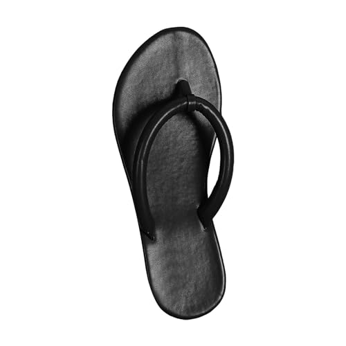 xiongwei Schuhe Sommer Damen Flach Damen Strand-Tanga-Hausschuhe, hohl, lässig, Clip-Toe-Hausschuhe, flache Schuhe, Vintage-Sandalen Extra Breite Schuhe Damen Weite H (Black, 36) von xiongwei