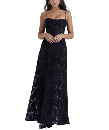 xxxiticat Damen Sommer Boho Cowl Neck Floral Cocktail Party Maxi Kleider Hohe Taille Rüschen Strand Sundress(BL,L) von xxxiticat