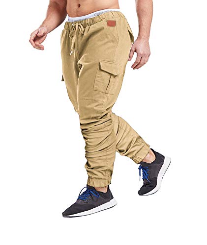 xxxiticat Herren Hosen Freizeithose Slim Fit Cargo Chino Casual mit Taschen Stretch Schwarz Activewear Jeans Hose Jogger Sporthose Outdoor M-4XL（KH,4XL） von xxxiticat