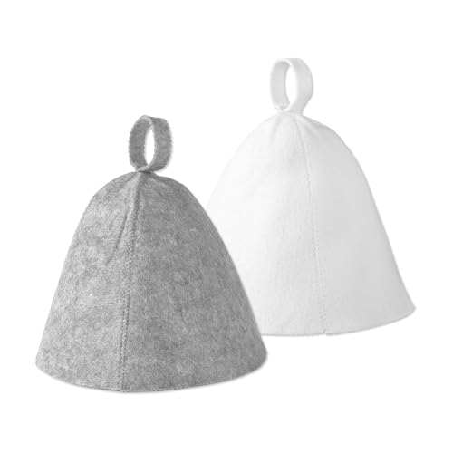 Bequemer Saunahut, Saunahut, Saunazubehör, Saunakappen-Set, gefilzte Wolle, Hüte, Badehut, geeignet für alle Erwachsenen, 2 Stück Bequemer Saunahut, Saunahut, Saunazubehör, Saunakappen-Set, gefilzte Wolle, Hüte, Badehut, geeignet für alle Erwachsenen, 2 Stück von yabaikekeji