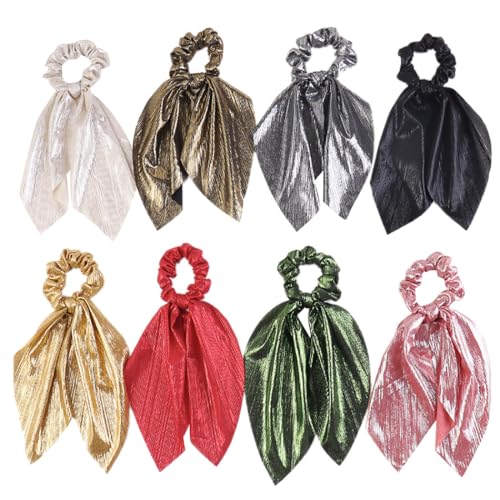 8 Stück einfarbige modische Schals, Stoffband, Haargummis, dekorative Haargummis für Damen und Kinder von yeeplant