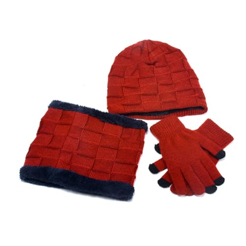 Warmer Winterschal mit Unendlichkeitssymbol, Strickmütze und Handschuh-Set für Damen, gemütliches Thermo-Zubehör für Kinder, M, Fleece, Ohne Edelstein von yeeplant