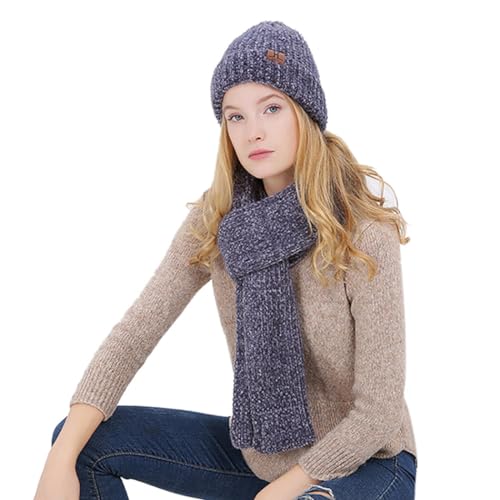 Winter-Schal, Beanie-Mütze, einfarbig, niedlich, modisch, weich, thermisch, elastisch, kältebeständig, praktisch für Damen, 3, 87 % Polyester, 13 % Polyacrylnitrilfaser, Ohne Edelstein von yeeplant