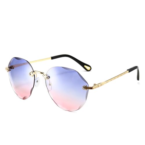yeeplant Lady Sports SunShield Metall Vintage Leichtgewicht: Retro Klassische Sonnenbrille Rahmenlos für dekorativen Schutz, blau/pink, Einheitsgröße von yeeplant
