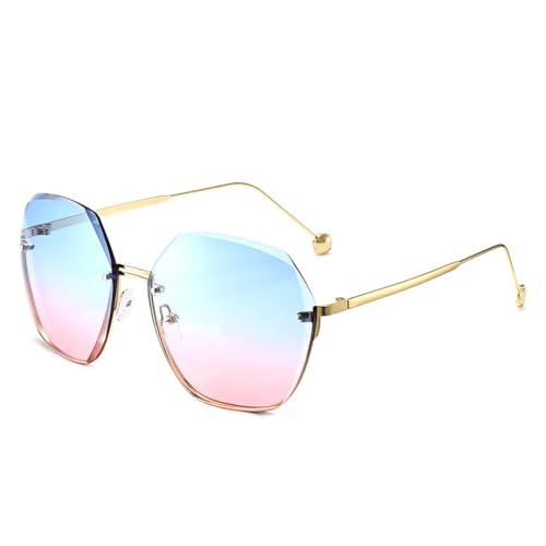 yeeplant Outdoor-Sonnenbrille mit halbem Rahmen, leicht, Vintage-Stil, Metall, schützend, einfach, tragbar, Blau 90, Einheitsgröße von yeeplant