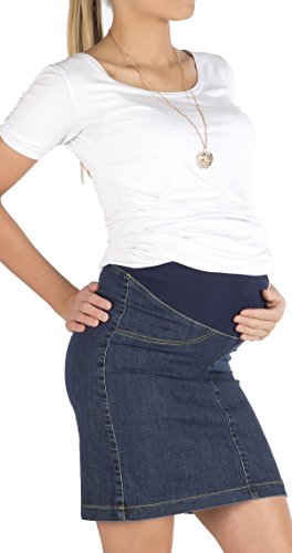 Umstandsrock Rock Jeansrock Jeans Knielang Umstand Stretch Schwanger Bauch Jeans 40 von YESET