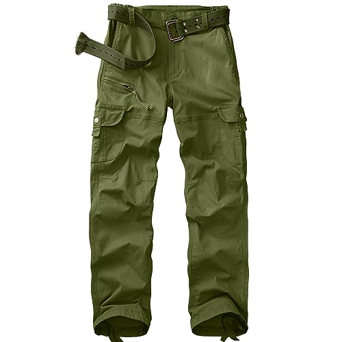 yeyity Cargohose Damen Hosen Multi Taschen Wanderhose Outdoorhose Baumwolle Arbeitshose Jogginghose Relaxed-Fit Trekkinghose Militär Hose Streetwear(Amy Green,2087,44) von yeyity