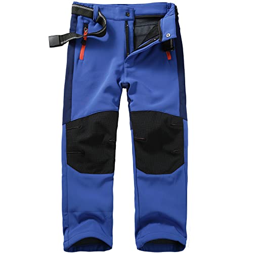 yeyity Kinder Softshellhose Skihose Gefüttert Cargohose Wasserdicht Thermohose Jungen Mädchen Schneehose Winter Outdoorhose Wanderhose(16010,Dark Blue,L) von yeyity