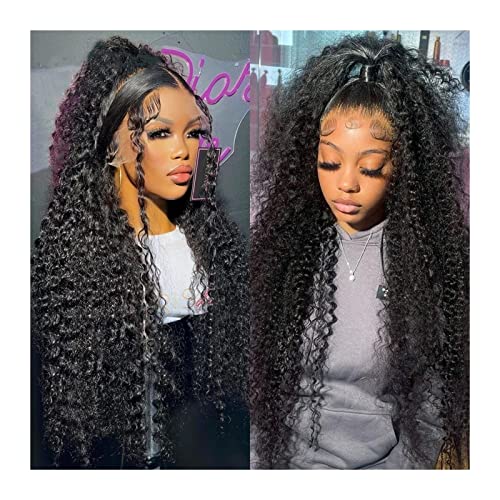 Perücke Deep Wave Lace Front Perücken Echthaar Perücken for schwarze Frauen 13 x 4 leimlose Lace Frontal Perücken Brasilianisches Haar 8-34 "schwarze Farbe lockige Lace Front Perücken Frauen Perücken von yixinzi-2024