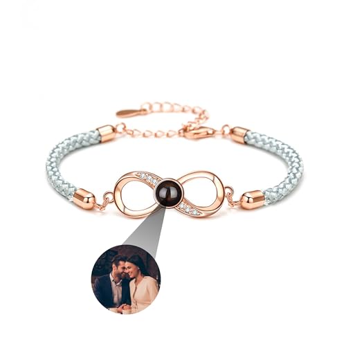 yrozvw Benutzerdefinierte Foto-Armband personalisierte 925 Sterling Silber Herz Foto Projektion Armband mit Bild im Inneren 100 Sprachen Ich liebe dich Armband Diamant-Schmuck für Frauen/Paar/Hund von yrozvw