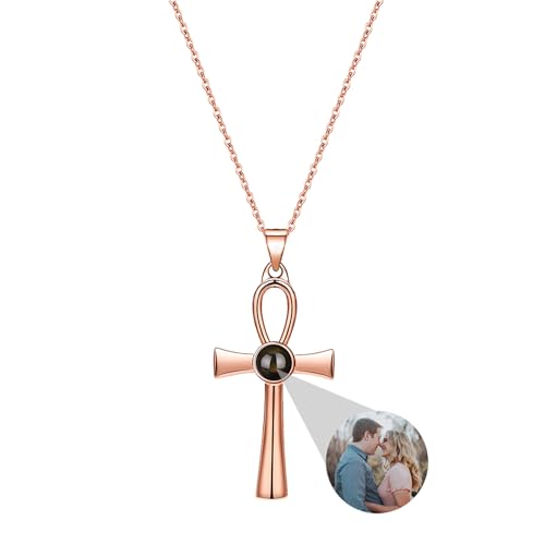 yrozvw Benutzerdefinierte Foto-Halskette, personalisierte Foto Projektion Halskette 925 Sterling Silber Kreuz Anhänger Ich liebe dich 100 Sprachen Halskette Geschenke für Muttertag für Frauen/Paar von yrozvw