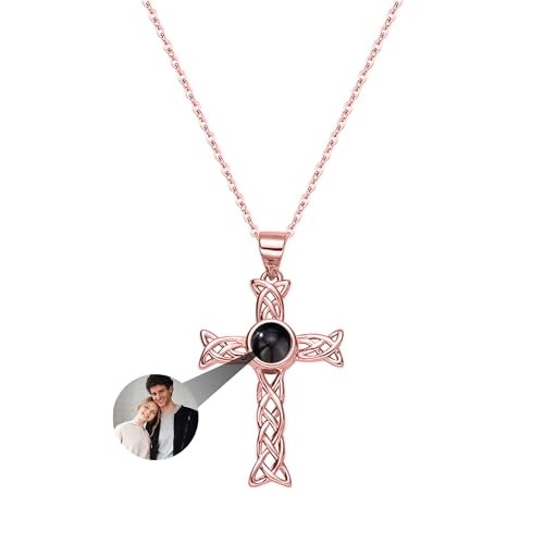 yrozvw Benutzerdefinierte Foto Projektion Halskette Customized Kreuz Projektion Anhänger für Paar Personalisierte 100 SprachenIch liebe dich Kreuz Anhänger Geschenk für Männer/Frauen/Geburtstag von yrozvw