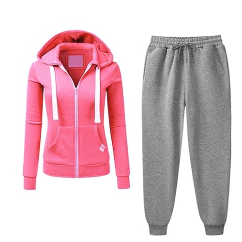 Damen 2 Teiliges Langarm Trainingsanzug Loungewear Set Übergröße Sweatshirt Mit Kordelzug Baggy Jogginghose Mit Kapuze Langärmeliges Lässiges Sport Set Mit Kapuze Tägliches Hoodie Set Modische Farbe von yruphome