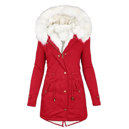 Damen Fleecejacke Verdick Winterjacke Warme Jacke Lang Wintermantel Warm GefüTtert Winterparka Kapuzenjacke Zip PlüSchjacke Langarm Einfarbig Hoodie Sweatjacke Casual Winter Kapuzenpullover Mantel von yruphome