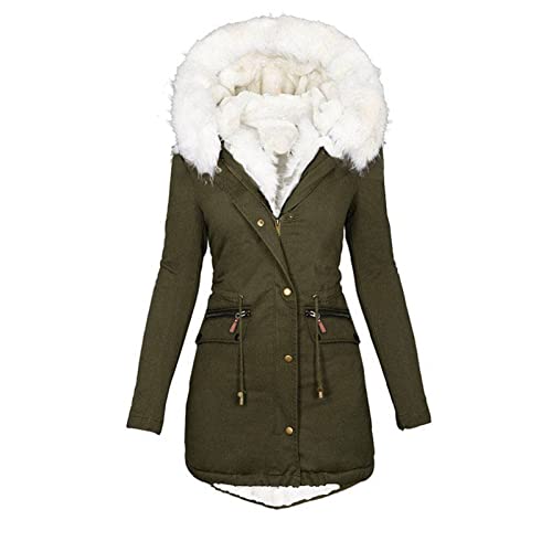 Damen Fleecejacke Verdick Winterjacke Warme Jacke Lang Wintermantel Warm GefüTtert Winterparka Kapuzenjacke Zip PlüSchjacke Langarm Einfarbig Hoodie Sweatjacke Casual Winter Kapuzenpullover Mantel von yruphome