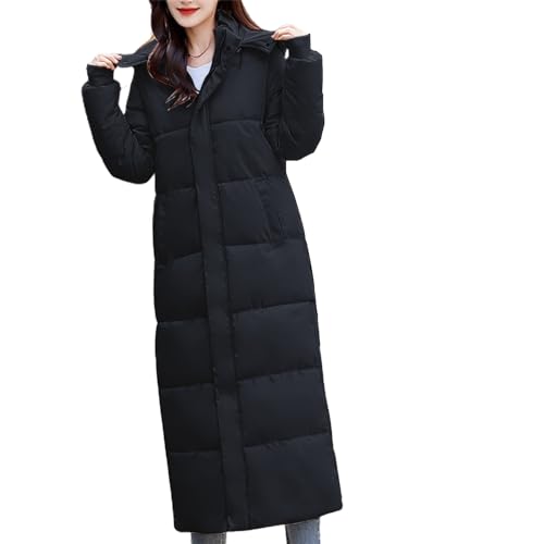 Damen Lange Gesteppte Pufferjacke Warme Daunen Wintermantel Verdickte Kapuzenjacke Leichte Daunenjacke LäSsige Outdoor Steppjacke Winddicht Outwears Elegante Klassische Softshell Jacke Mit Taschen von yruphome