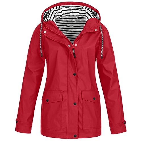 Damen Regenjacke Outdoor Jacken Radfahren Warme Mantel Wasserdichter Regenmantel Mit Kapuze Winddicht Lockere MäNtel Bequeme Regenjacke ÜBergrößE Damenjacke Oberteil Mit ReißVerschluss Und Taschen von yruphome