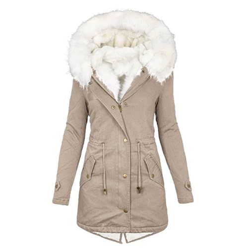 Frauen Winter Verdickter Plüsch Mantel Frauen Jacken Kragen Warmer Plüsch Mantel Bequeme Stilvolle Nähte Oberteile Frauen Bequeme Warme Jacke Beiläufige Oberbekleidung Baumwoll Langarm Kapuze von yruphome