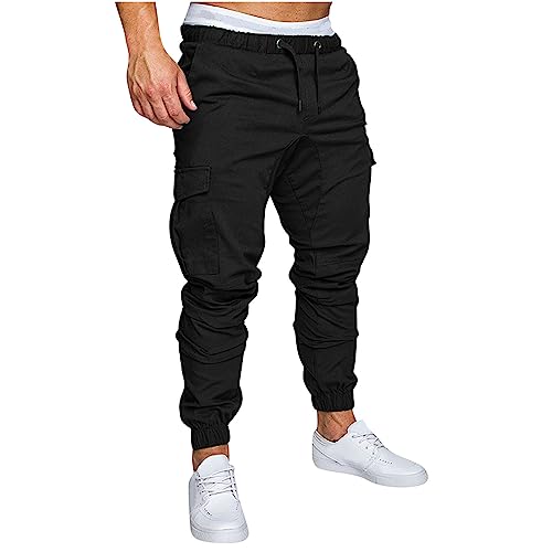 Herren Cargohose Baumwolle Hose Winter Multi Taschen Outdoorhose Wanderhose Gerade Geschnittene Jogginghose Einfarbiger Chino Cargo Hose Männer Causal Sporthose Jogging Freizeithose Mit Kordelzug von yruphome