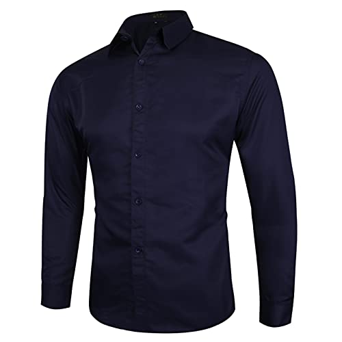 Herren Winter T-Shirt Baumwolle Langarm Blusen MäNner Fashion Pure Button Down Shirts Business Casual Bluse Regular Fit Stehkragen Bluse Shirt Slim Fit FüR Anzug, Business, Hochzeit von yruphome