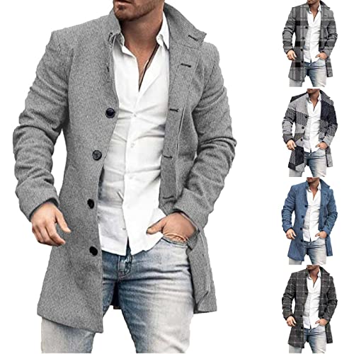 Herren Winterjacke Outdoor Jacke Herren Warmer Trenchcoat MäNner Herbst Winter Langer Trenchcoat Arbeitsjacke Formeller Business Revers Mantel LäSsiger Mantel Schlanker Windbreaker ÜBergangsjacke von yruphome